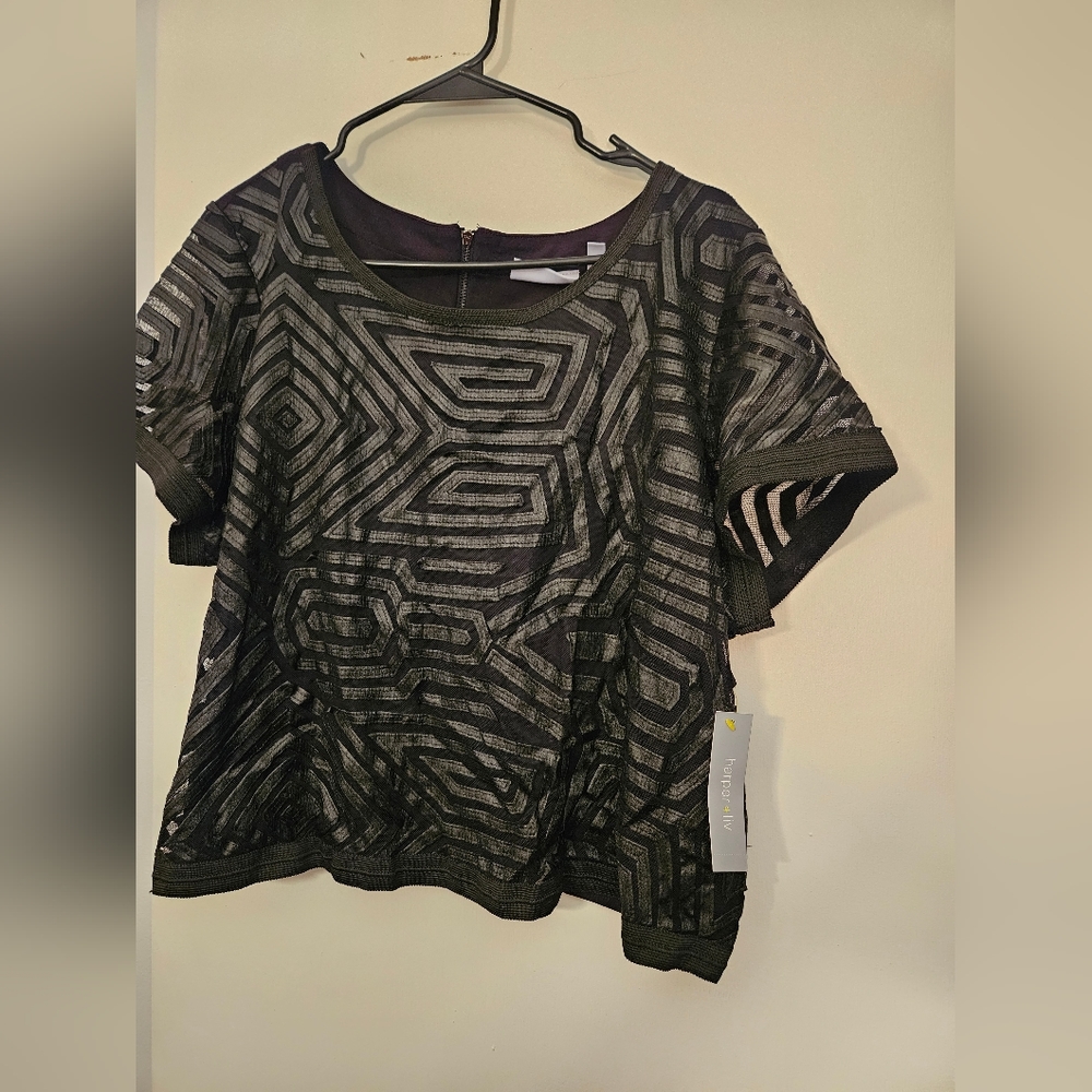Cropped Faux Leather-Knit Back Top